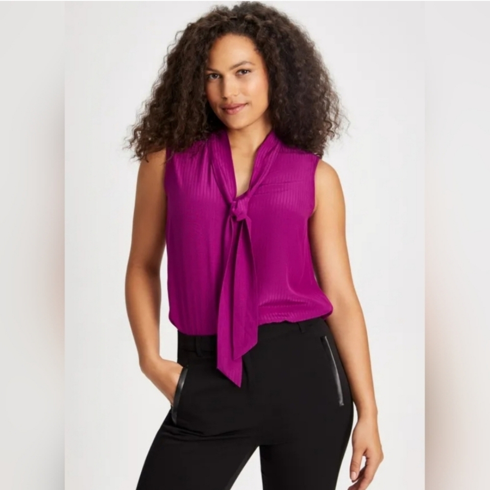 Fuchsia Tie-Front Blouse